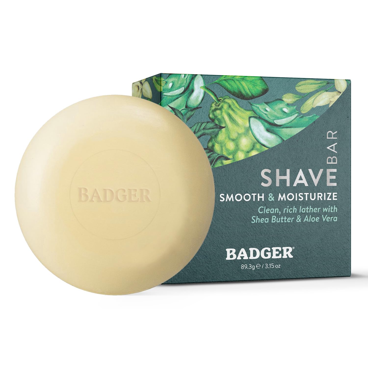 Badger Shaving Soap Puck front view highlighting a compact bar for a smooth shave.