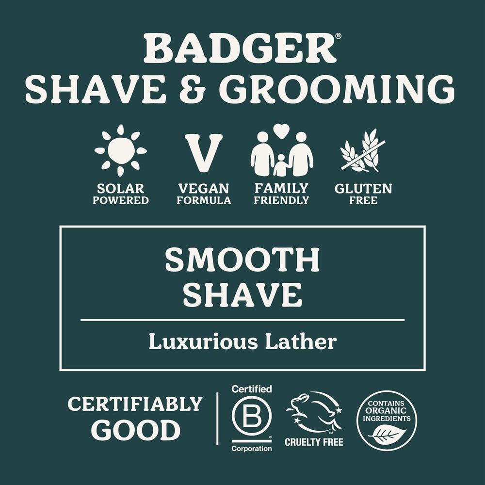 Creamy lather being applied for shaving with the Badger puck in use.