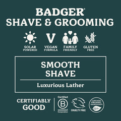 Creamy lather being applied for shaving with the Badger puck in use.