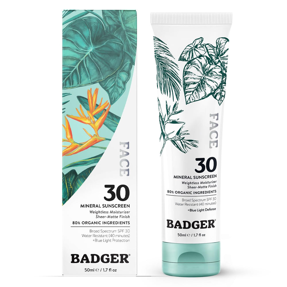 Badger zinc oxide sunscreen bottle front view for on-the-go protection