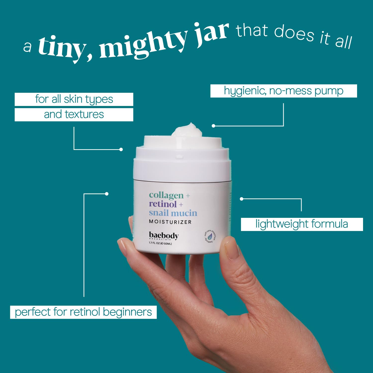 Baebody crema con ácido hialurónico para hidratación sostenida.