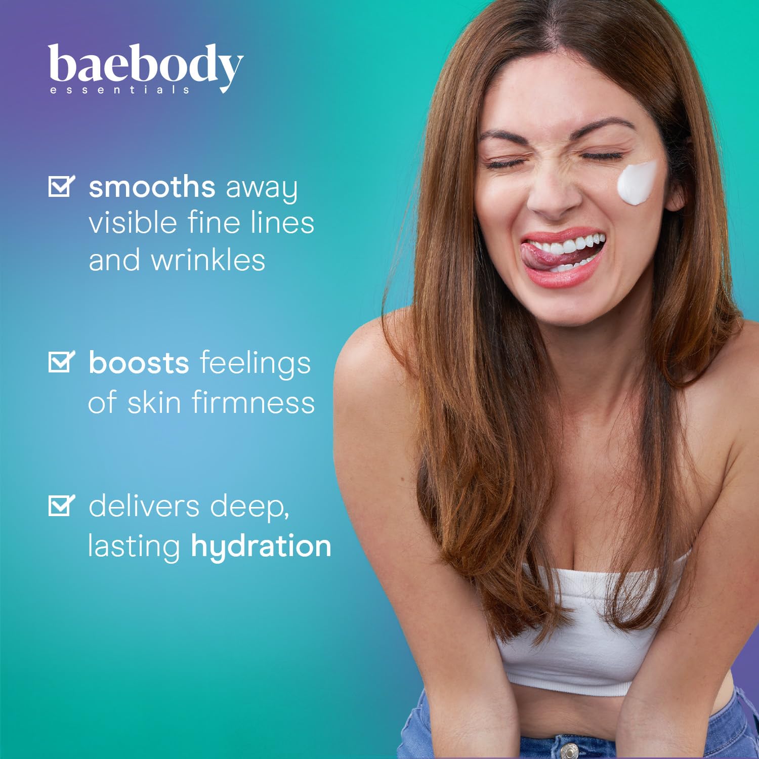 Baebody crema facial: textura ligera para absorción rápida.