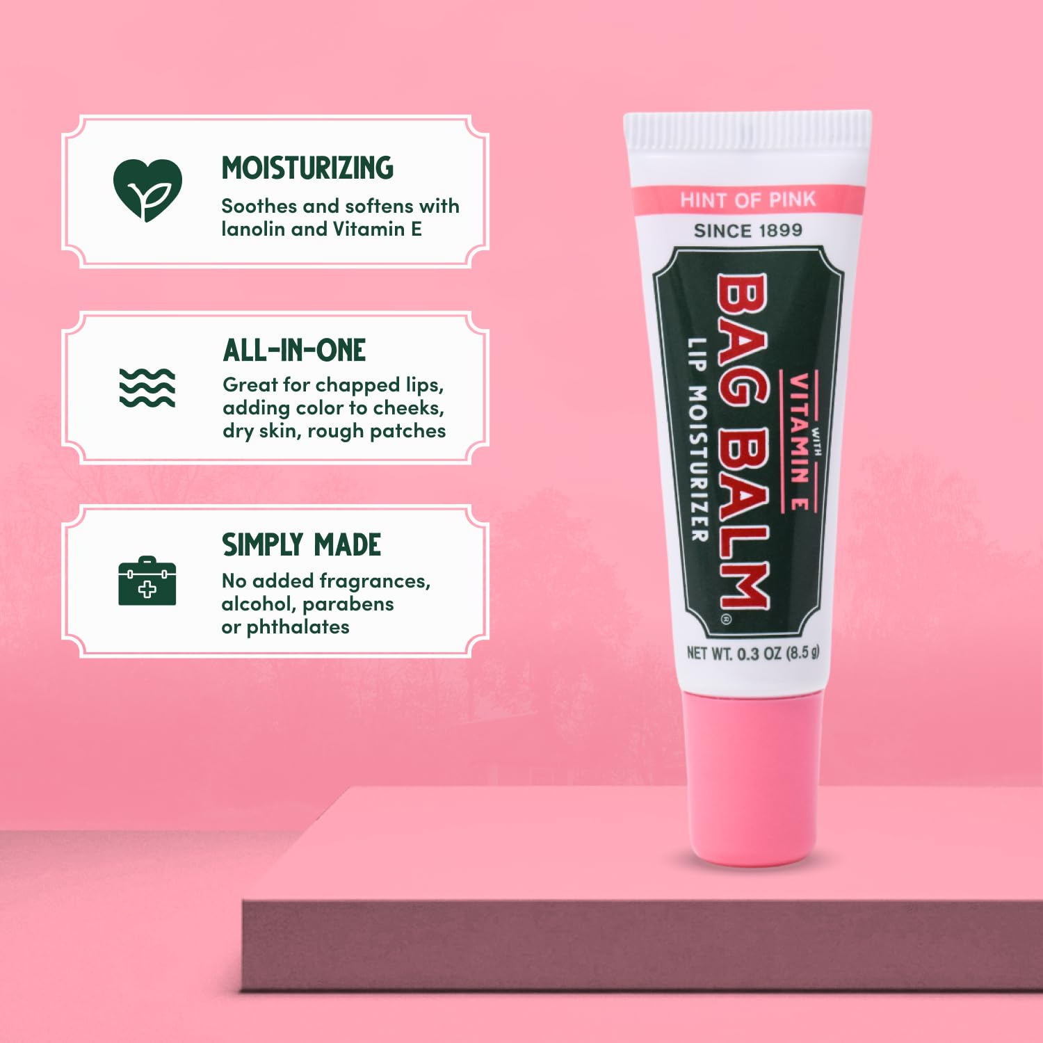 Bálsamo labial de Bag Balm con vitamina E para hidratación de larga duración