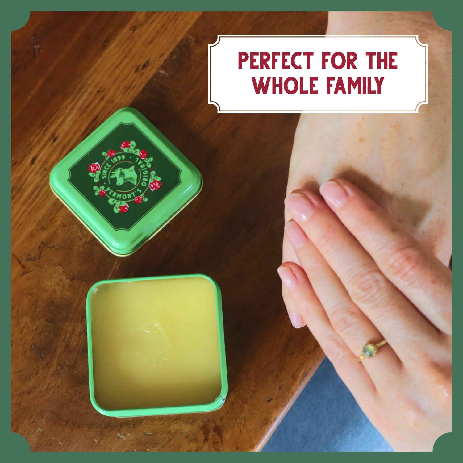 Bag Balm hecho en Estados Unidos, tradición de Vermont para piel hidratada.