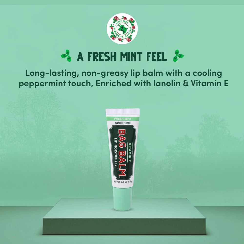 Bag Balm bálsamo con vitamina E, labios sedosos y nutrición duradera.