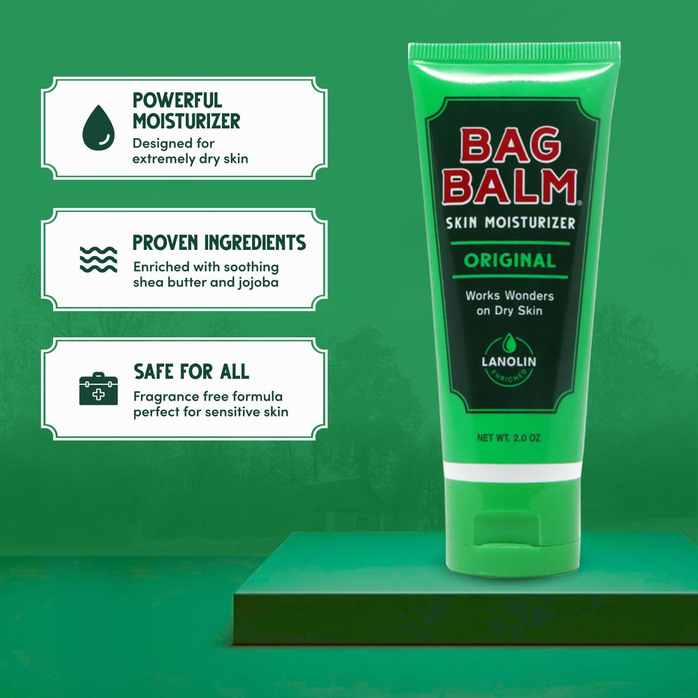 Lanolin-enriched Bag Balm smooths rough skin and protects dry areas