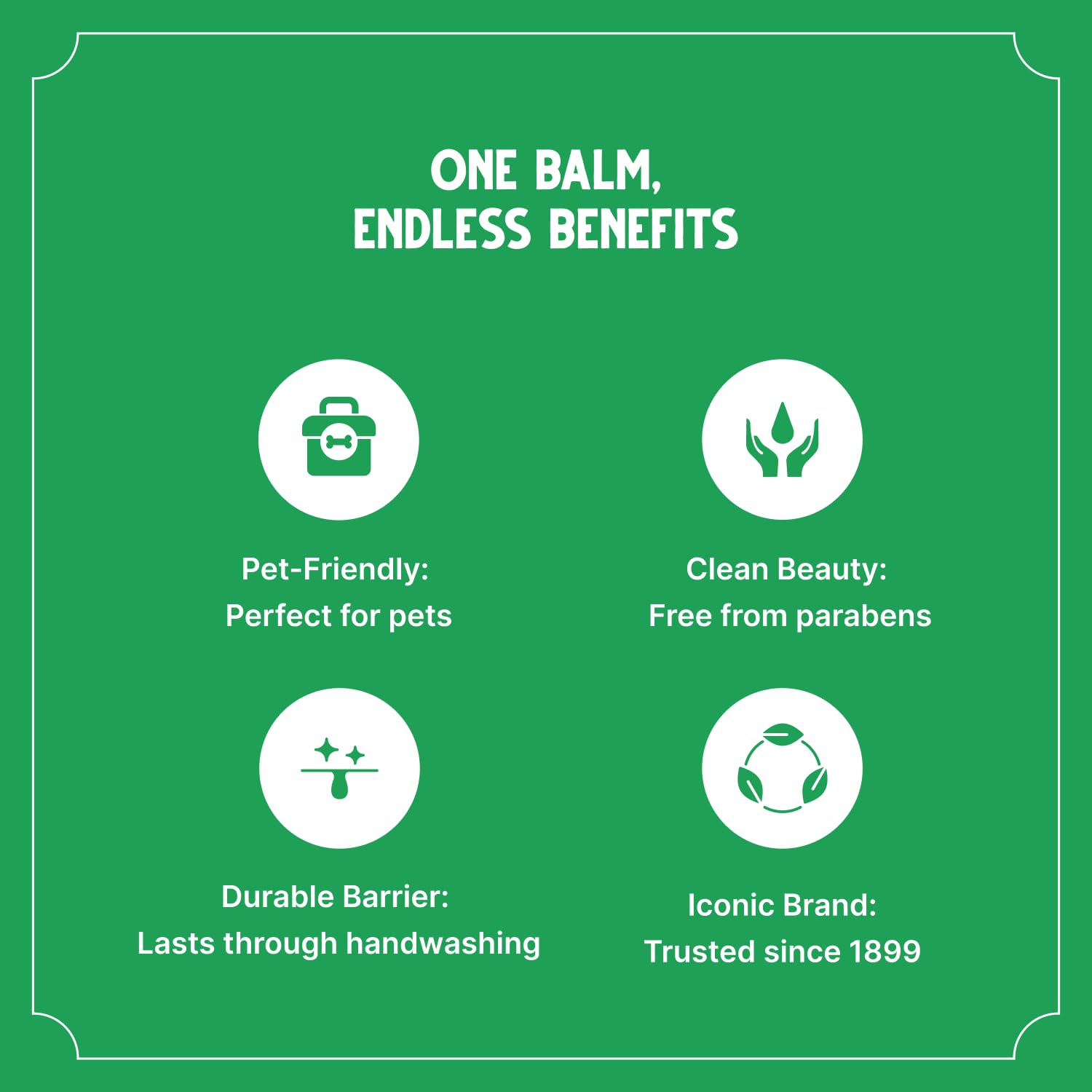 Bag Balm paw care application shows soothing relief for dry paw pads.