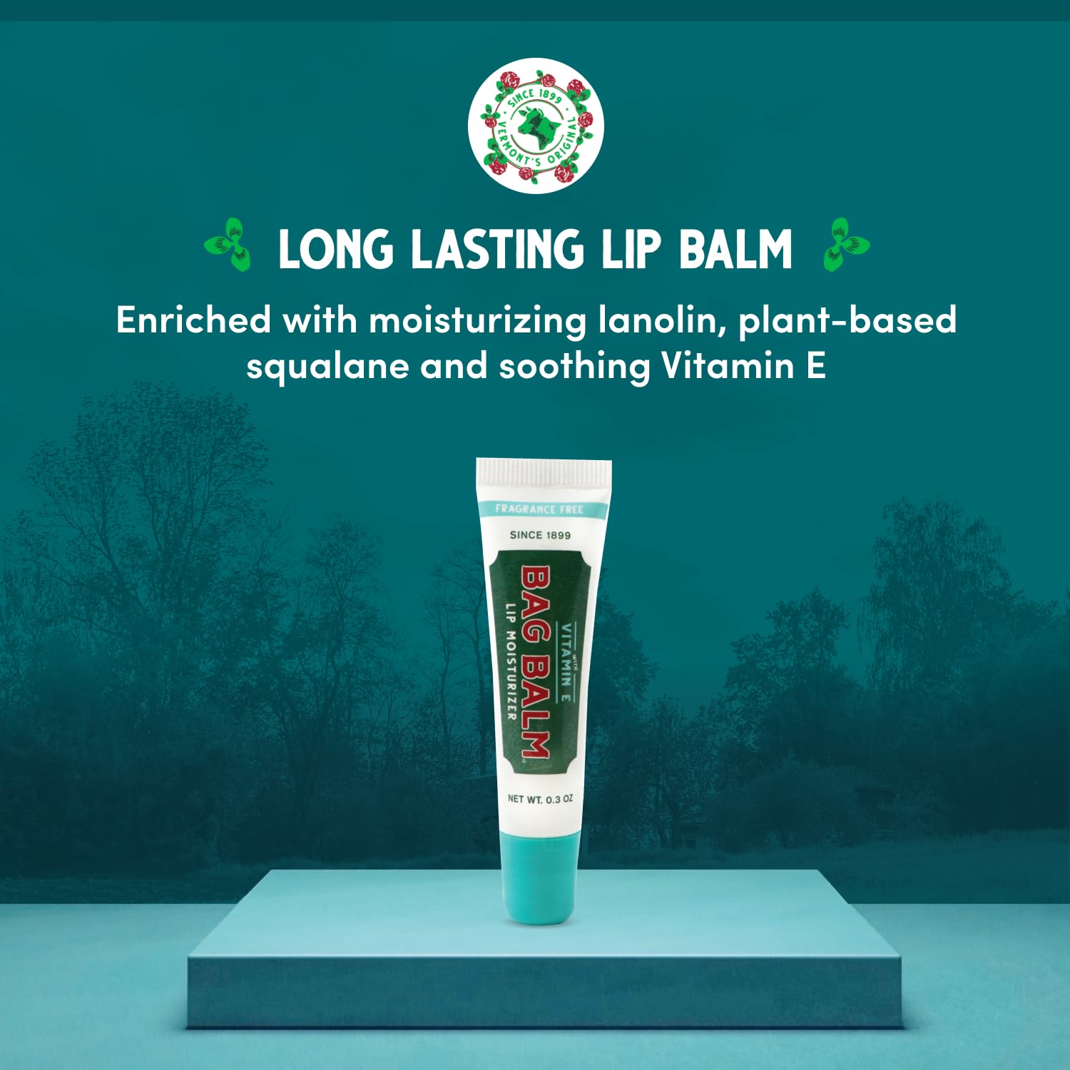 Bag Balm con vitamina E, humecta y suaviza los labios naturalmente.
