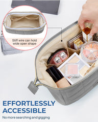 BAGSMART easy-clean PVC pocket protects brushes and prevents spills.