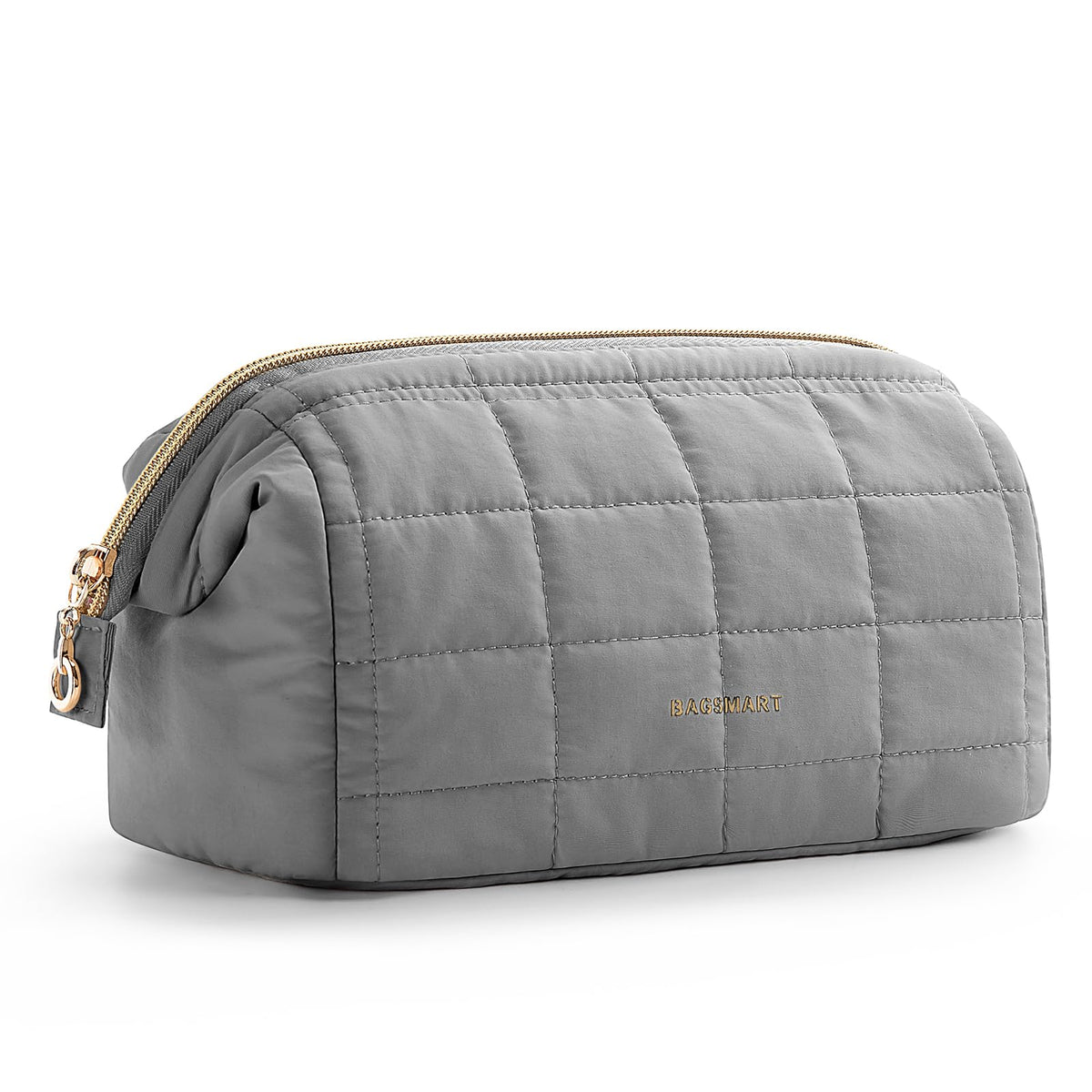 BAGSMART Puffy makeup bag with wide opening for easy access.