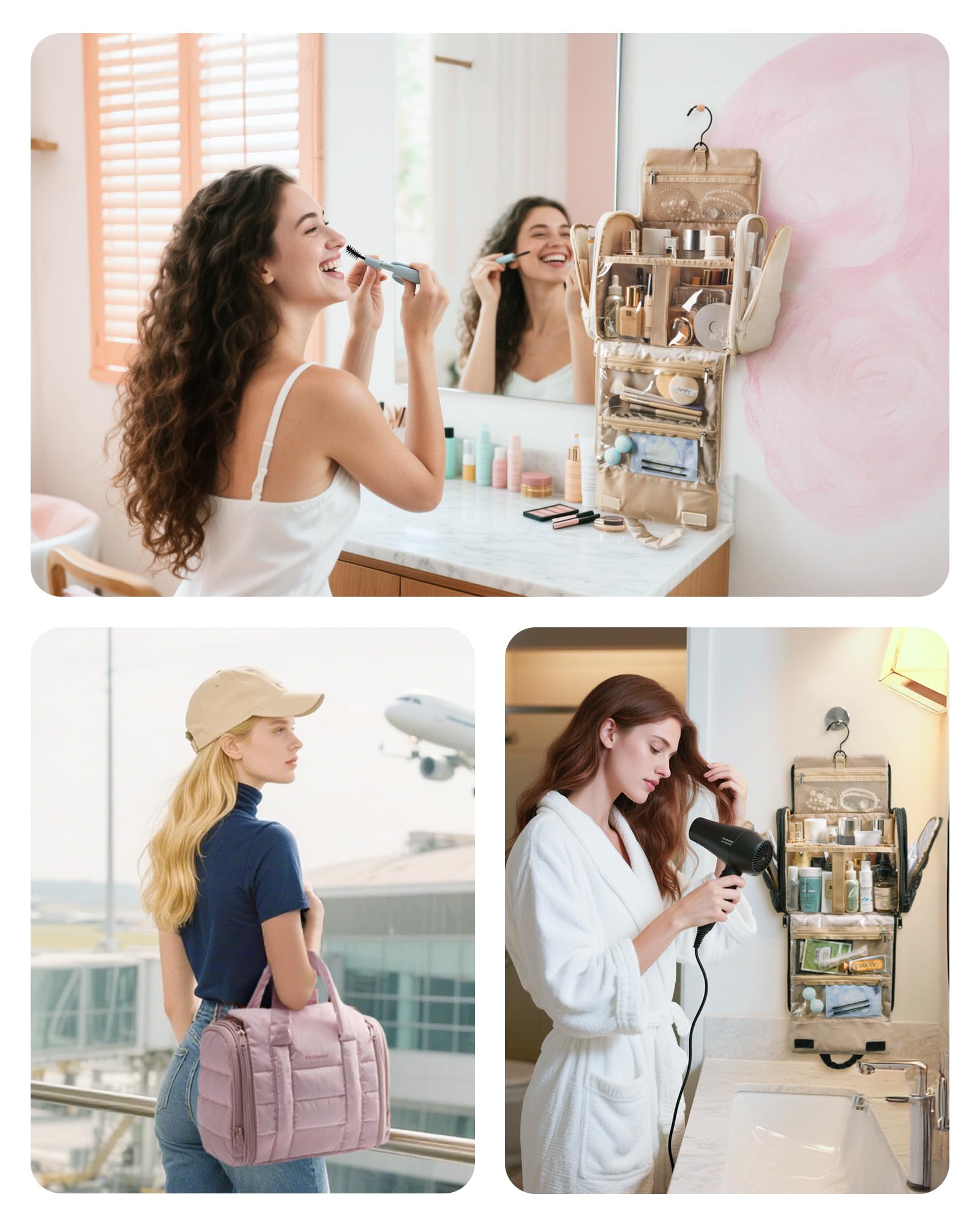 BAGSMART 360° swivel hook allows hanging anywhere to save counter space.
