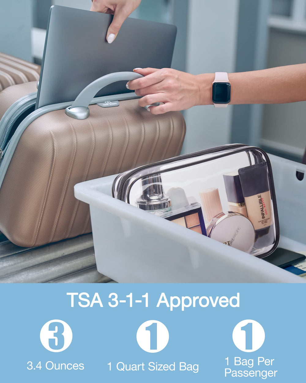 BAGSMART two-pack transparent bag lets you pass security smoothly