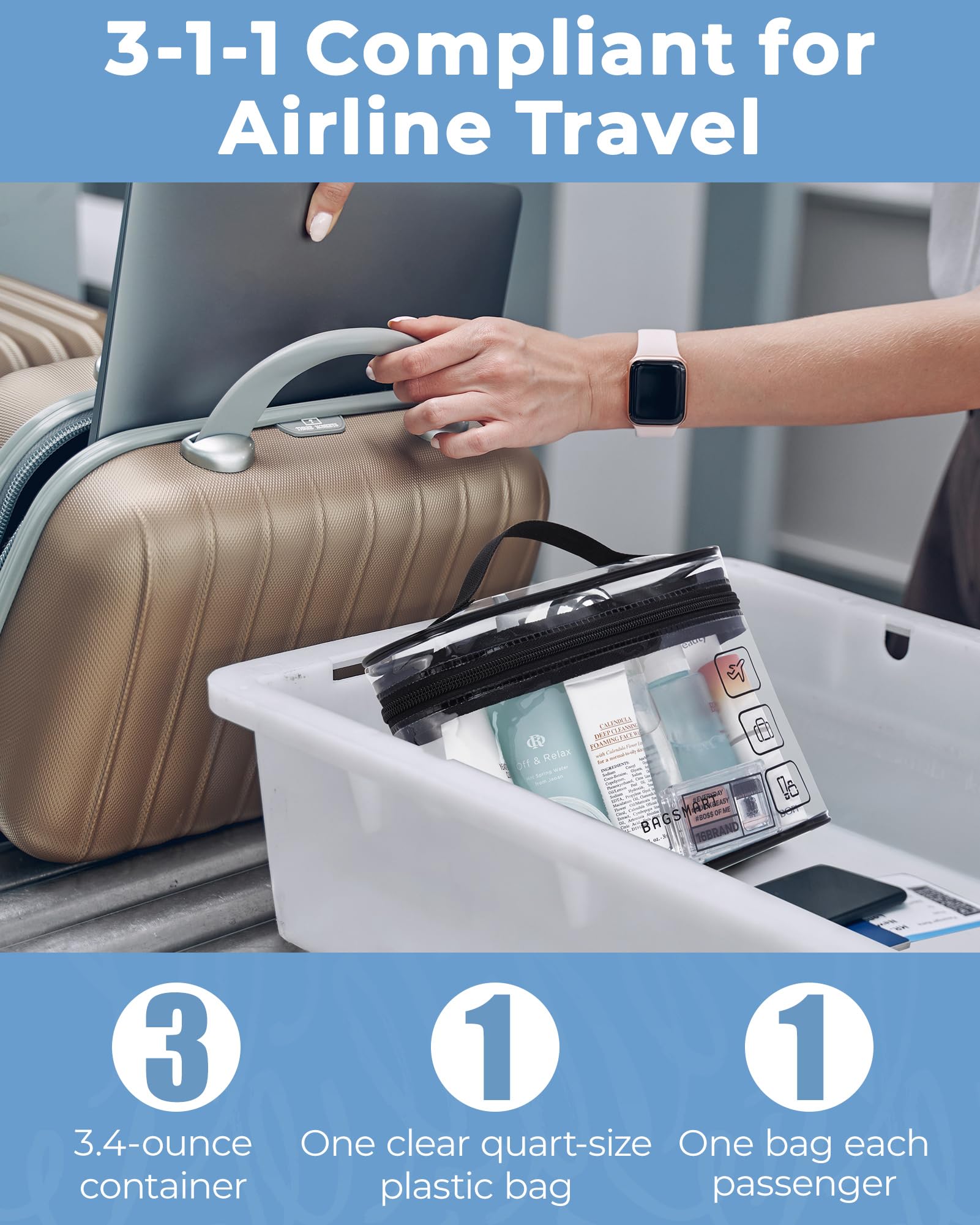 BAGSMART compact travel accessory bag helps keep belongings organized.