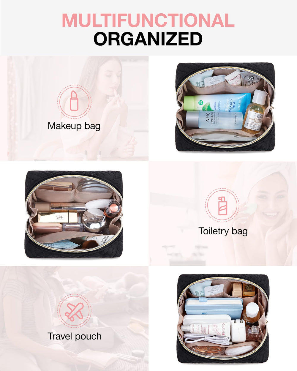 BAGSMART compact, lightweight cosmetic bag makes packing easier on journeys