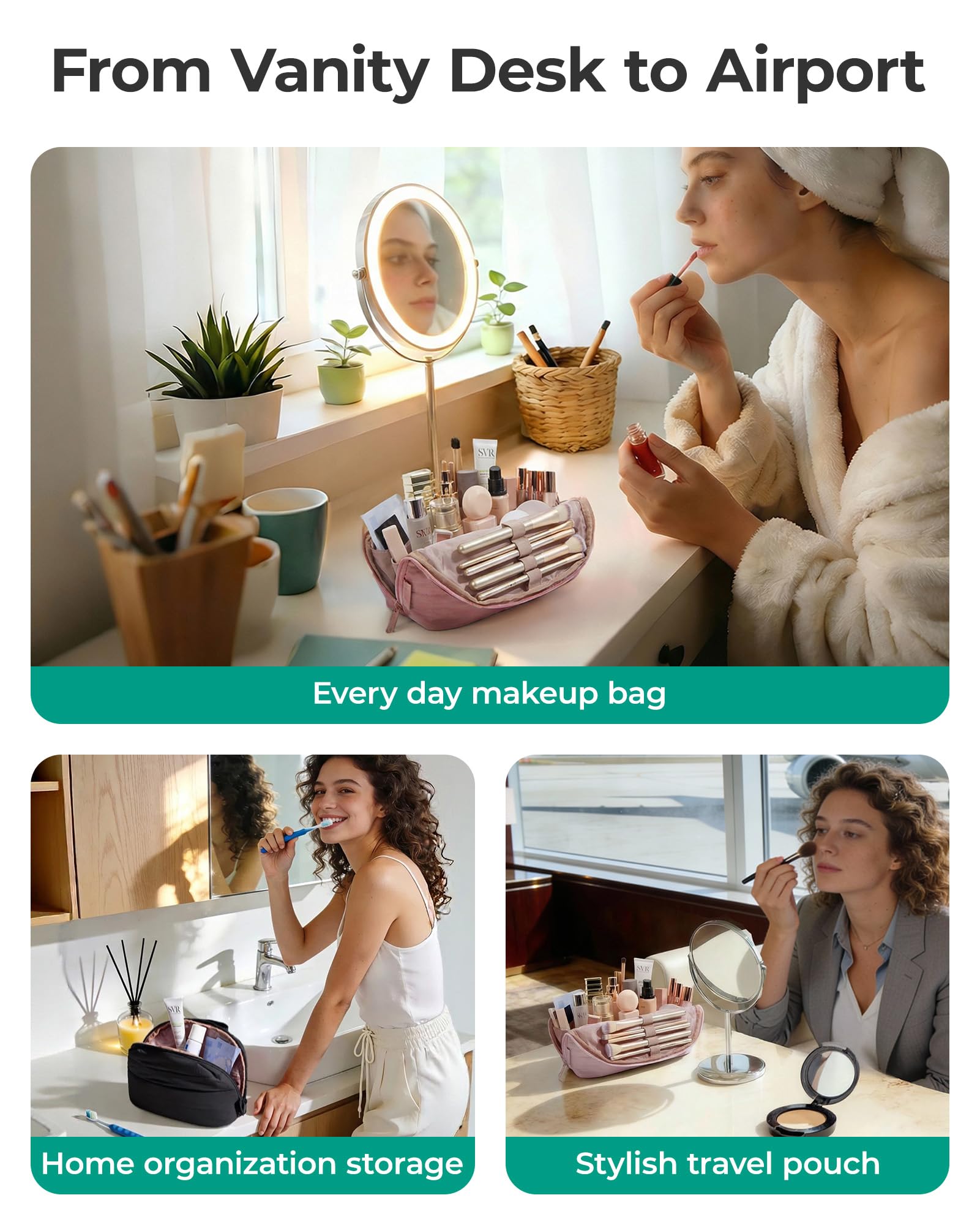 BAGSMART versatile vanity bag for toiletries, skincare, or baby products on the go.