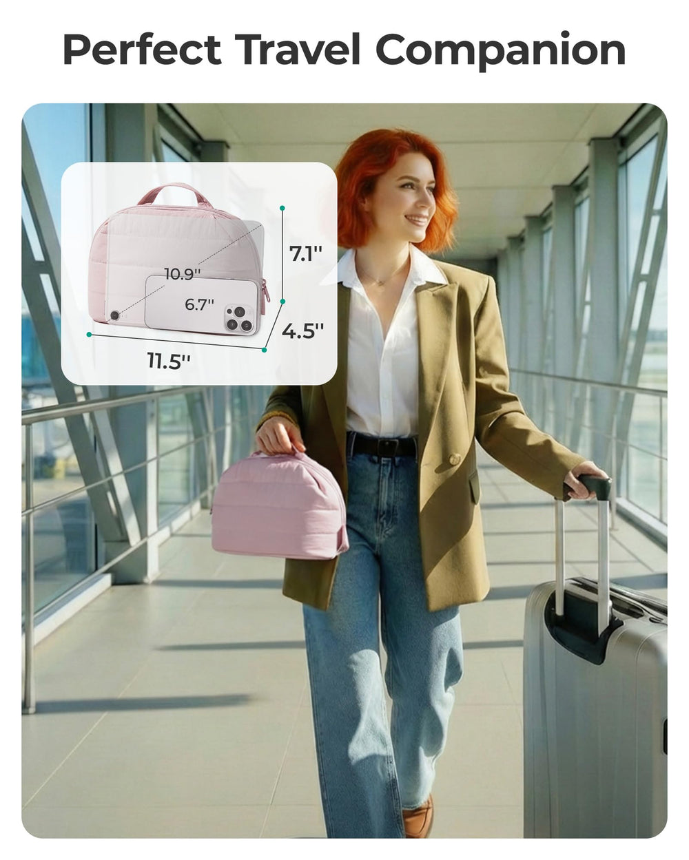 BAGSMART cosmetic bag showing four mesh pockets and sixteen elastic loops for organized tools.