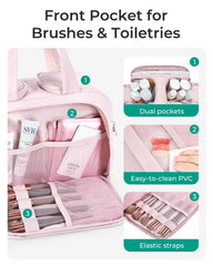 BAGSMART Crush Toiletry Bag offers dry-wet separation for easy cleanup.