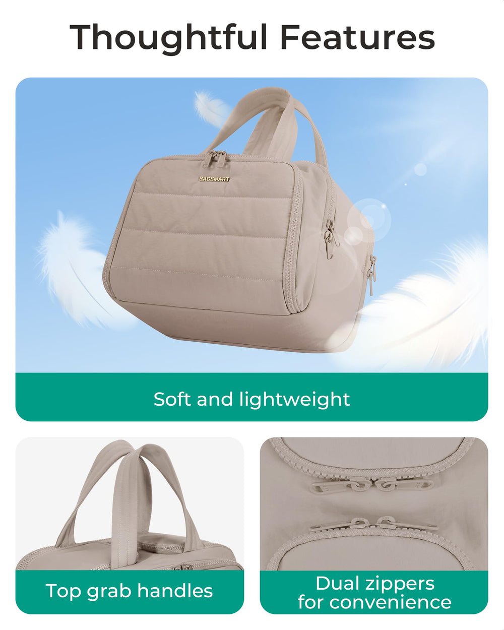 BAGSMART Crush bag with lightweight Taslan fabric and elegant design