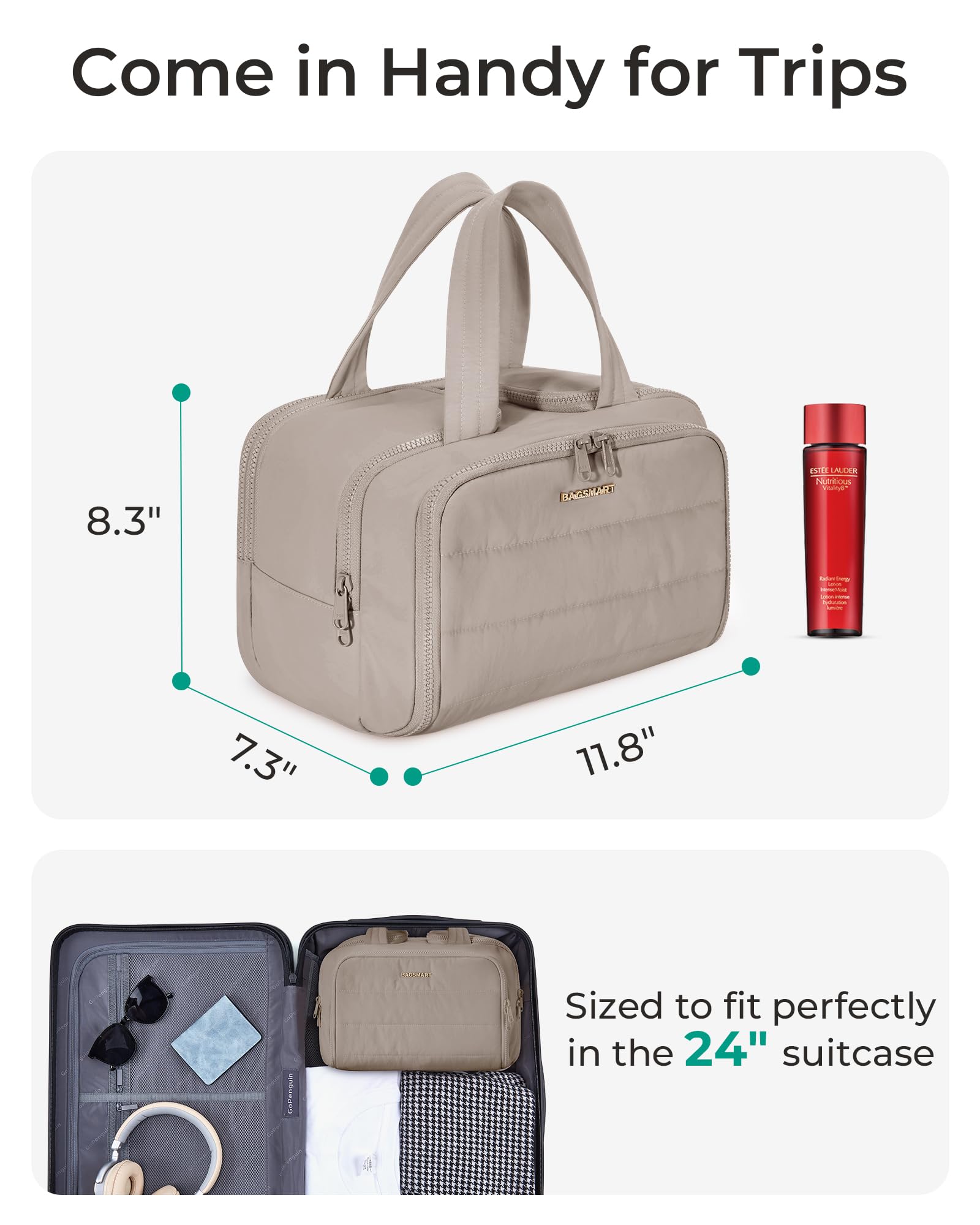 BAGSMART Crush bag in soft puffer fabric with plush feel