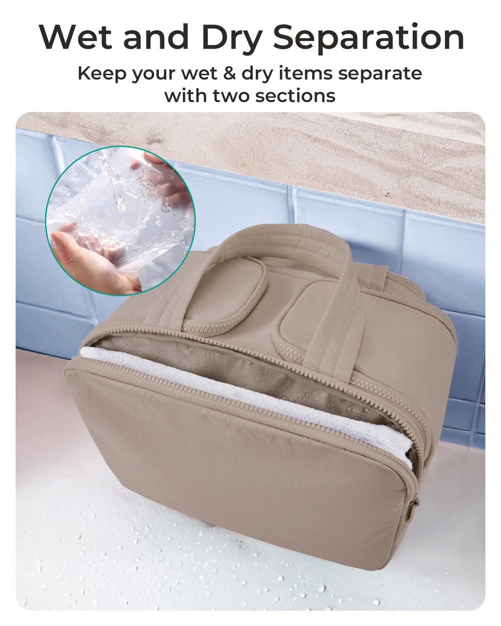 BAGSMART Crush bag highlights waterproof dry-wet separation for clean packing