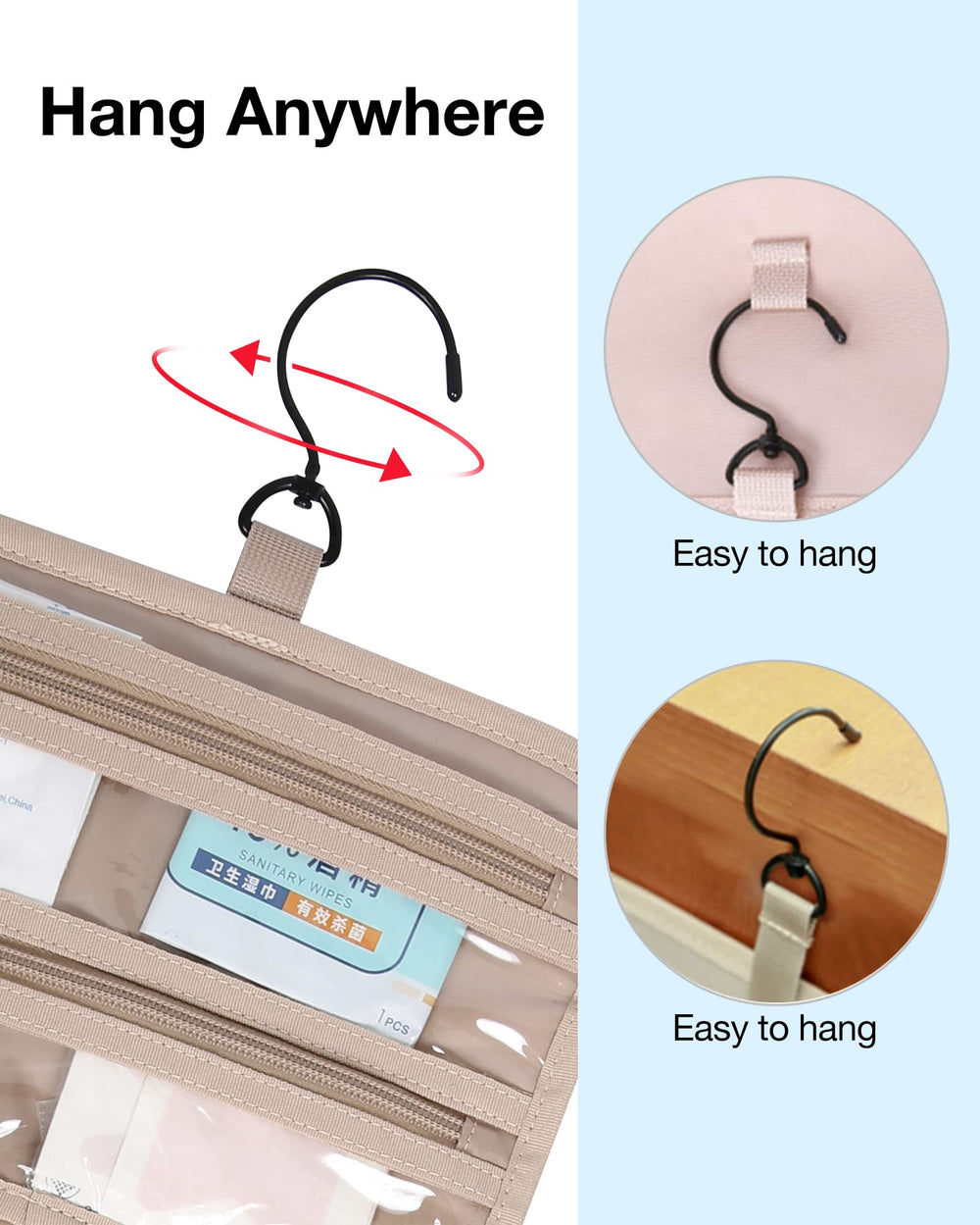 BAGSMART double-zipper design enables fast access without full bag opening.