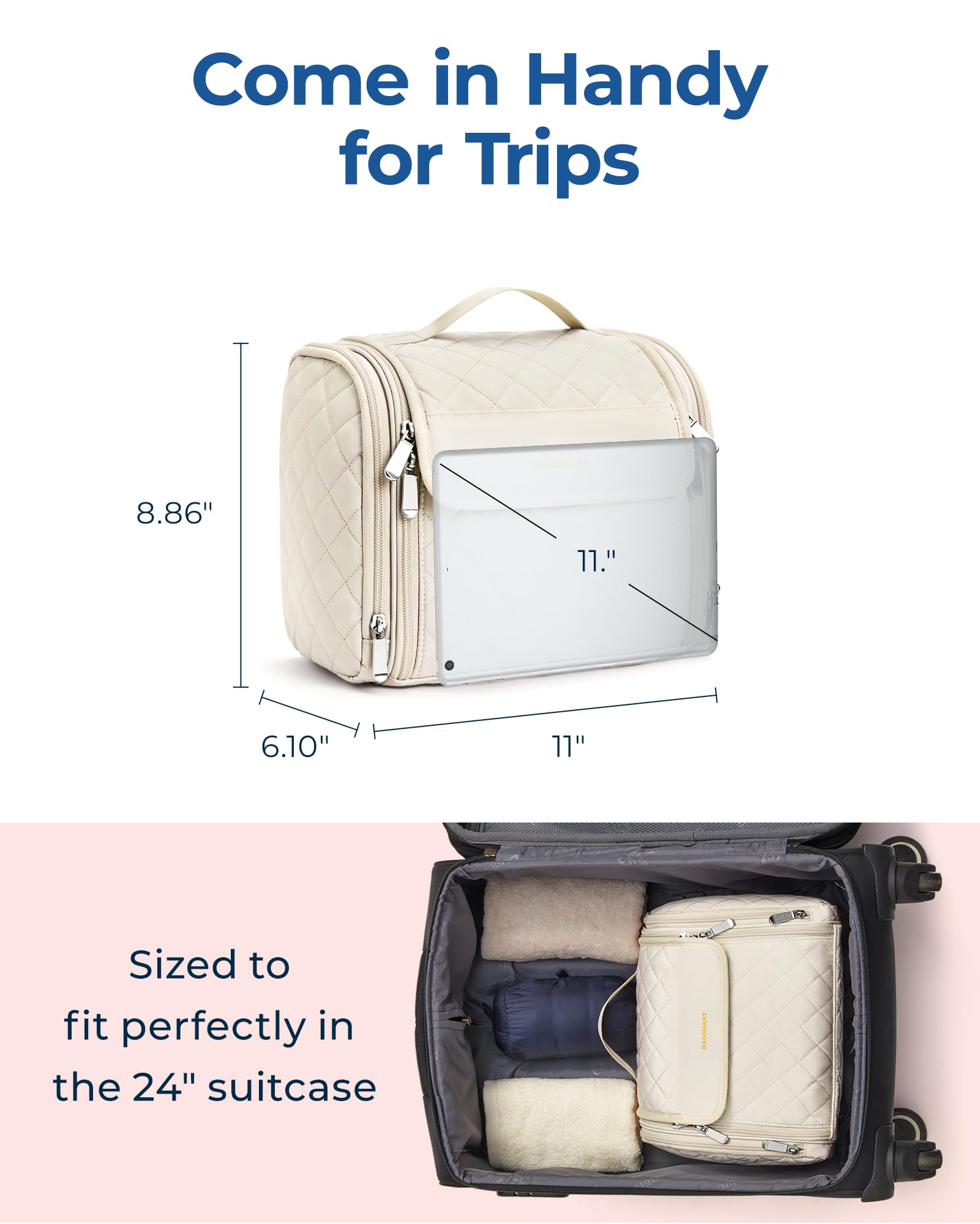 BAGSMART elastic straps keep bottles upright for quick access