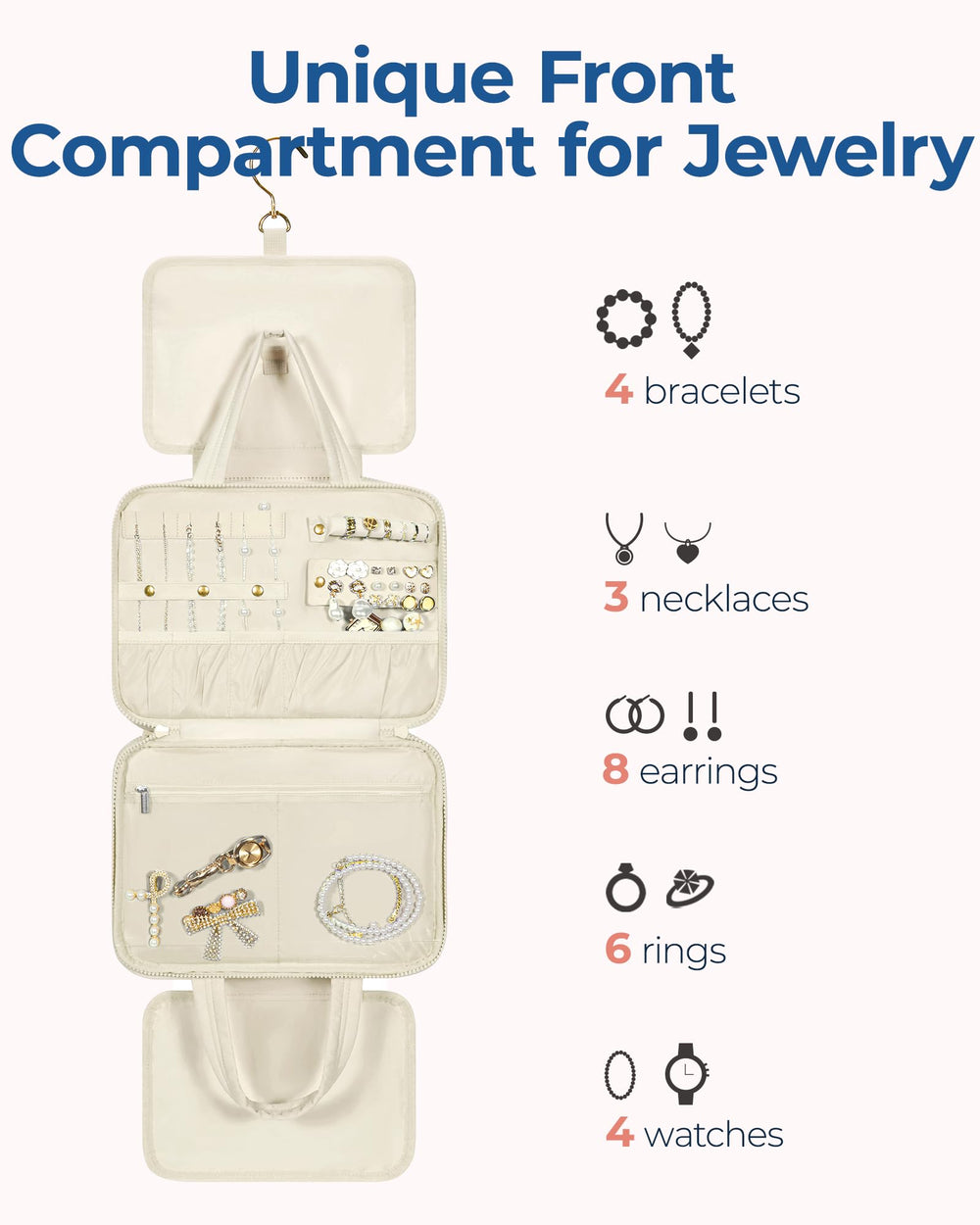 BAGSMART hanging travel bag shows puffy material for lightweight daily use.