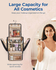 BAGSMART Hanging Travel Toiletry Bag right side pocket stores curling irons and tools neatly