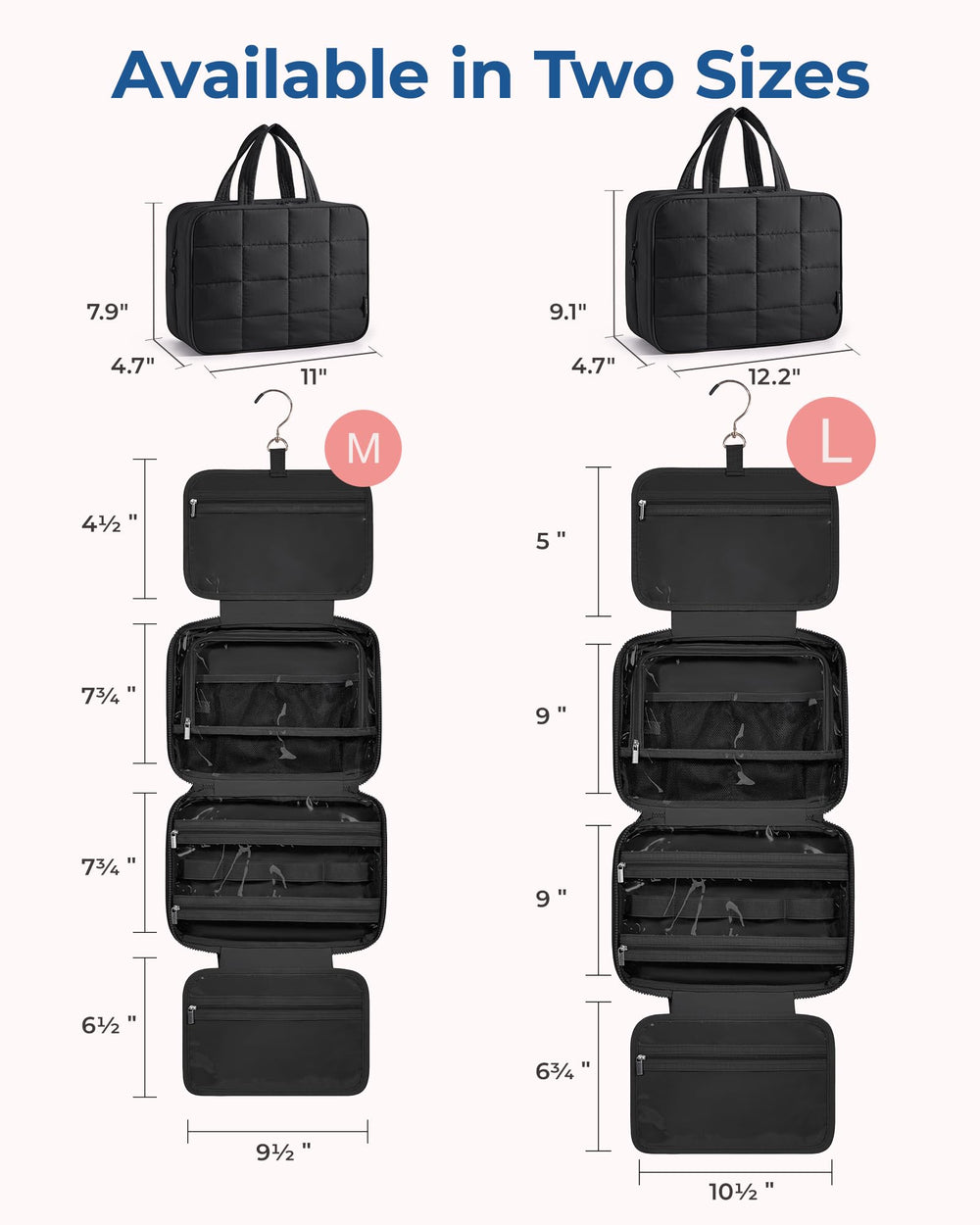 BAGSMART interior elastic pockets hold bottles upright and organized