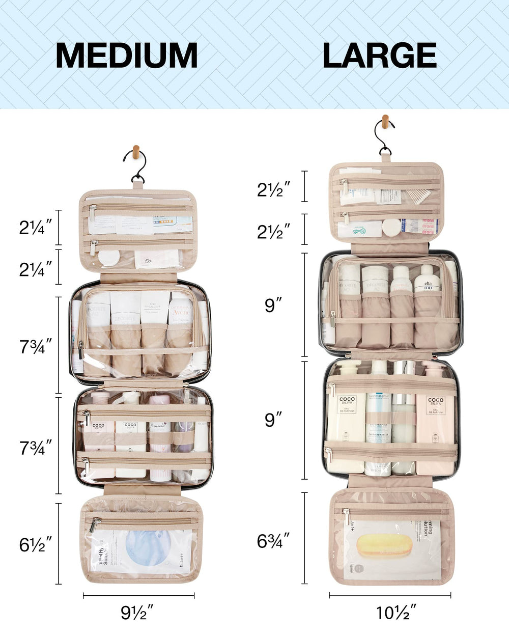 BAGSMART interior pockets hold bottles upright for neat organization.