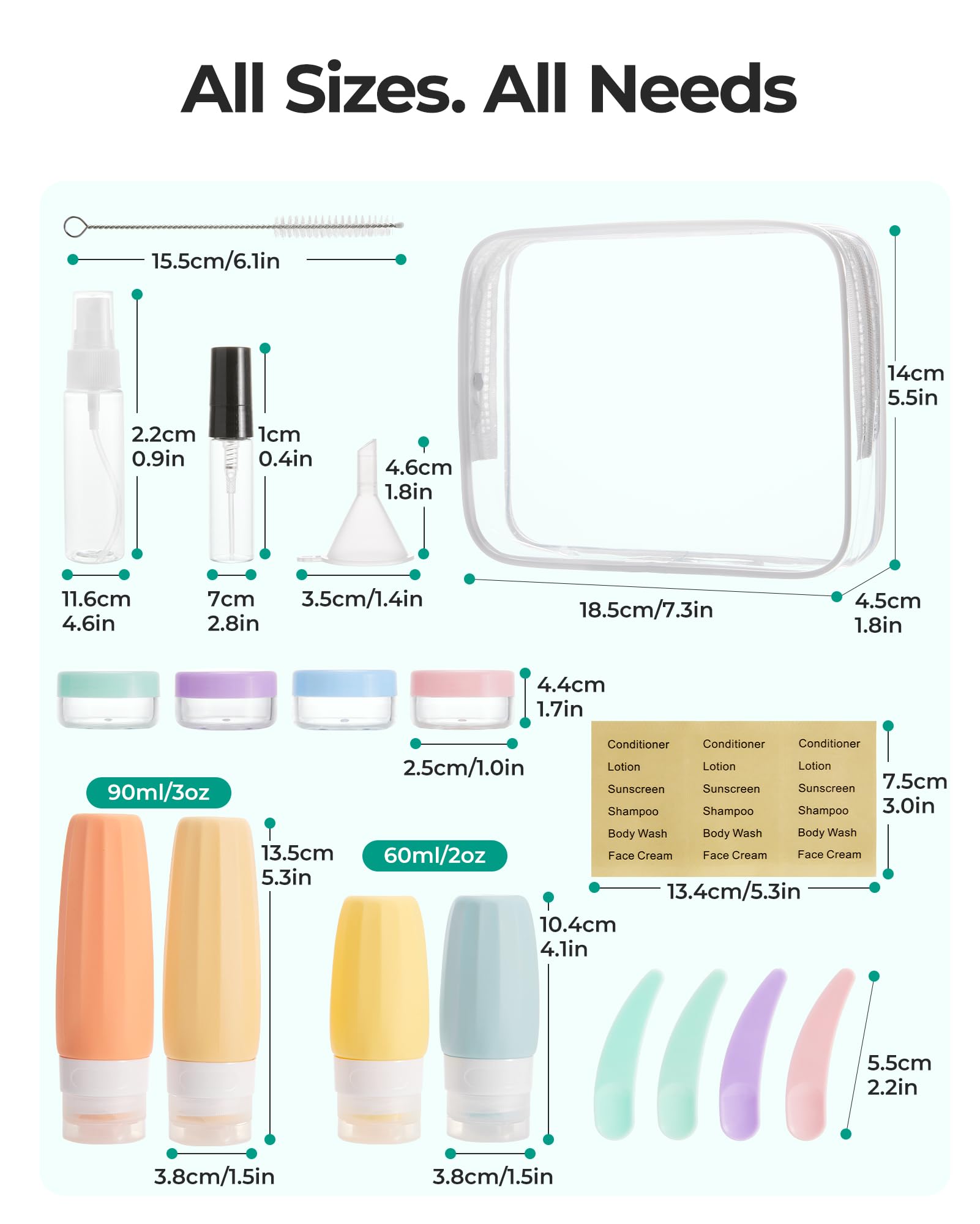BAGSMART labels and cleaning brush simplify organization