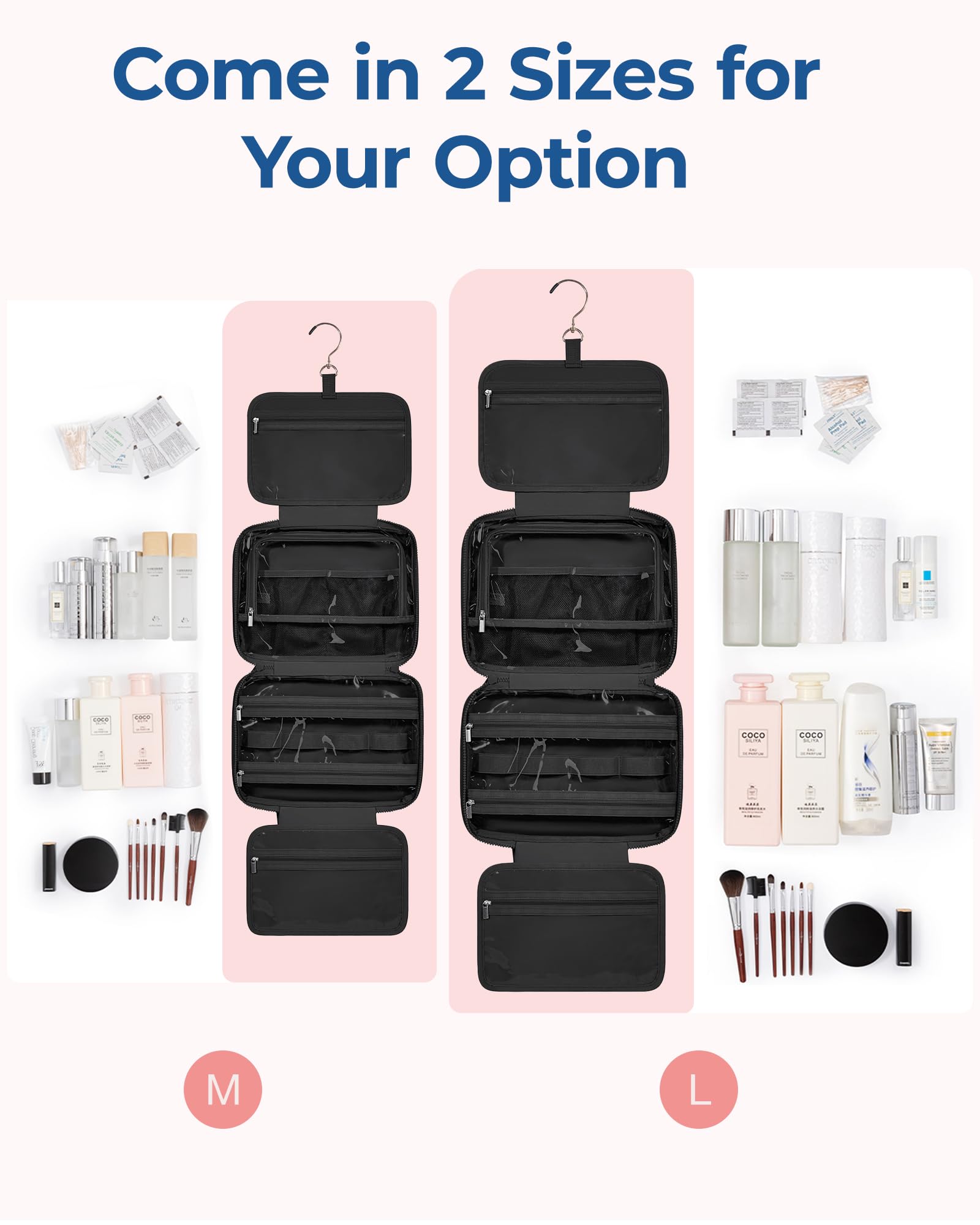 BAGSMART large-capacity toiletry bag fits essential cosmetics and toiletries
