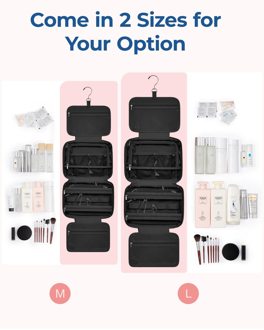 BAGSMART large-capacity toiletry bag fits essential cosmetics and toiletries