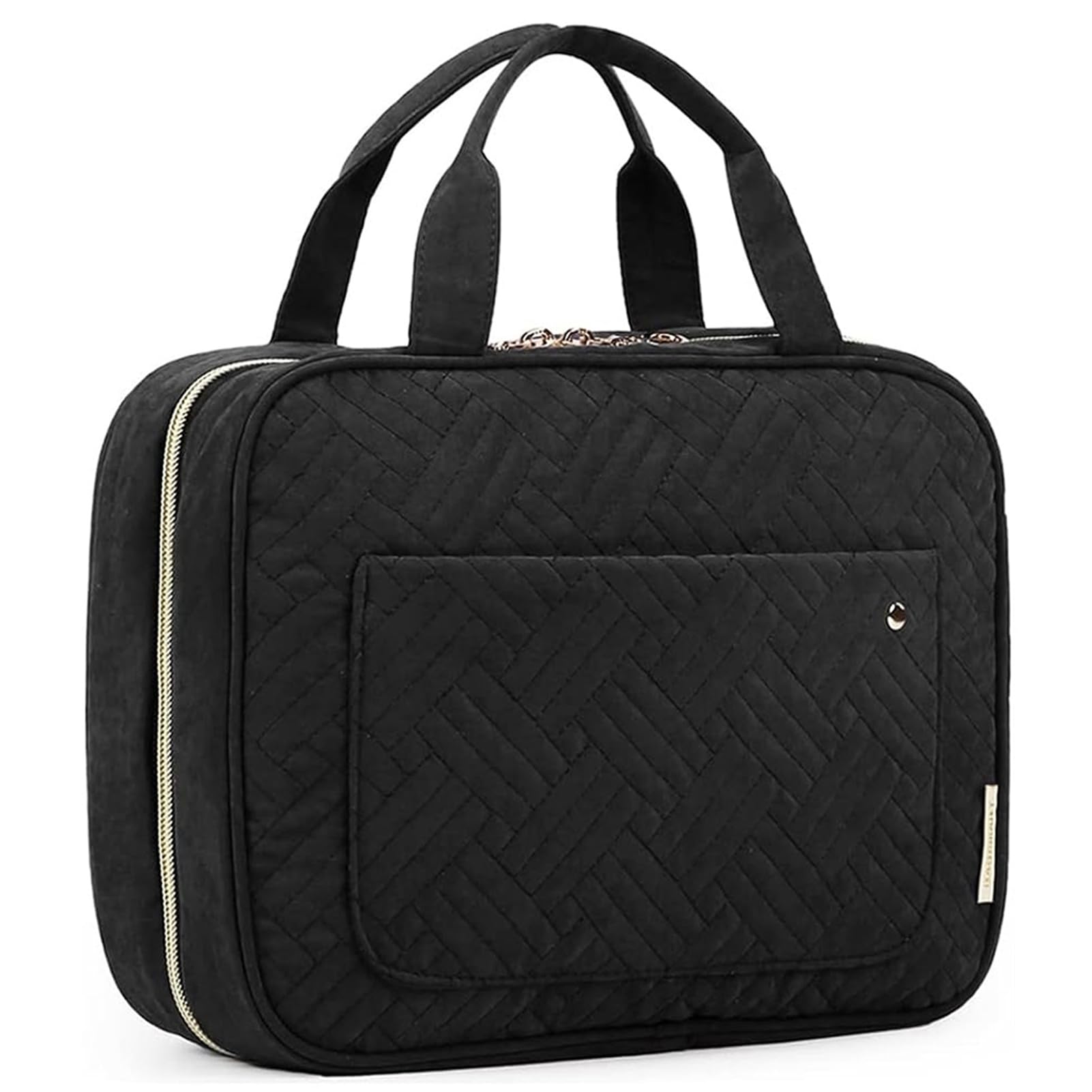 BAGSMART large toiletry bag with 360-degree swivel hook for easy hanging on trips.
