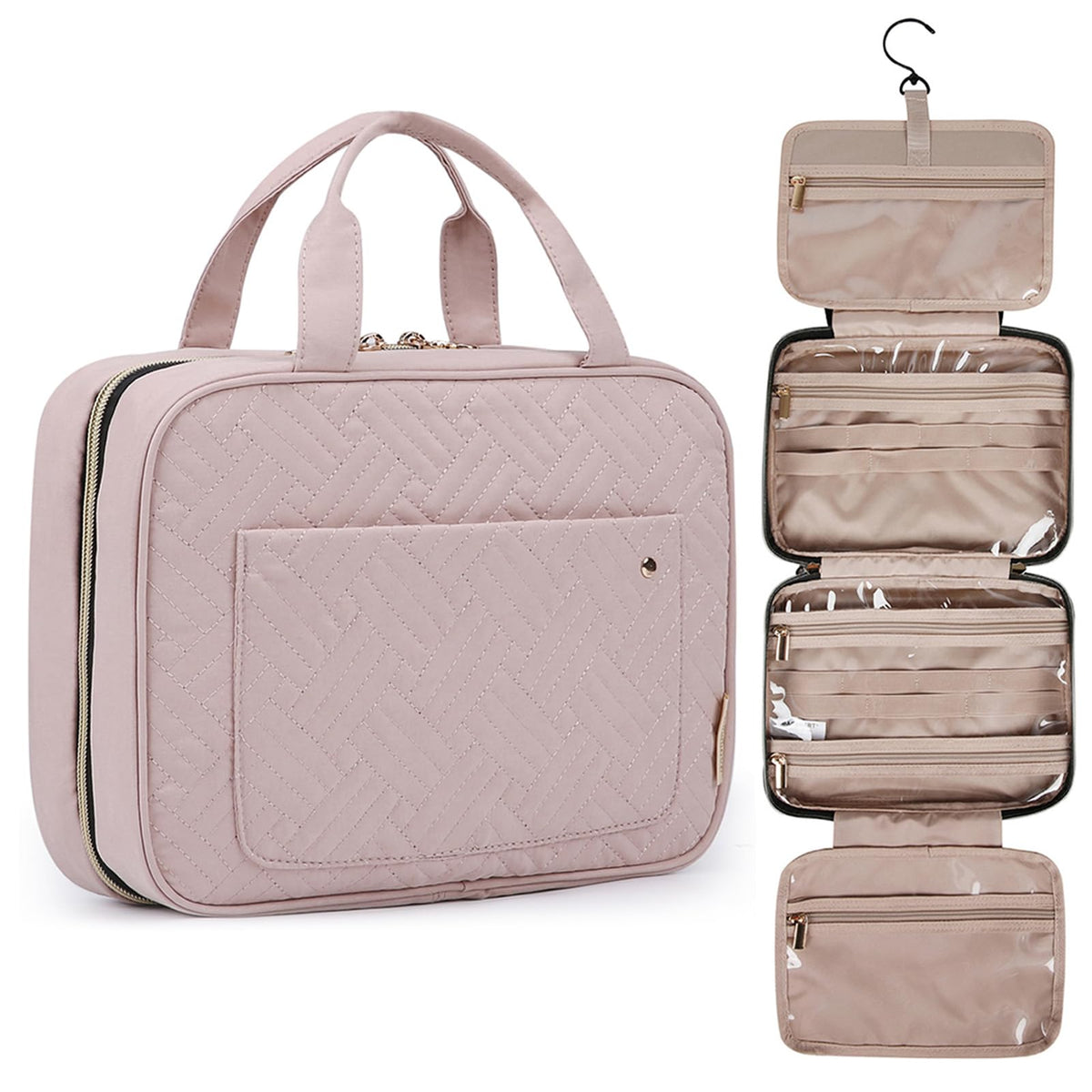 BAGSMART large toiletry bag with hanging hook for organized travel