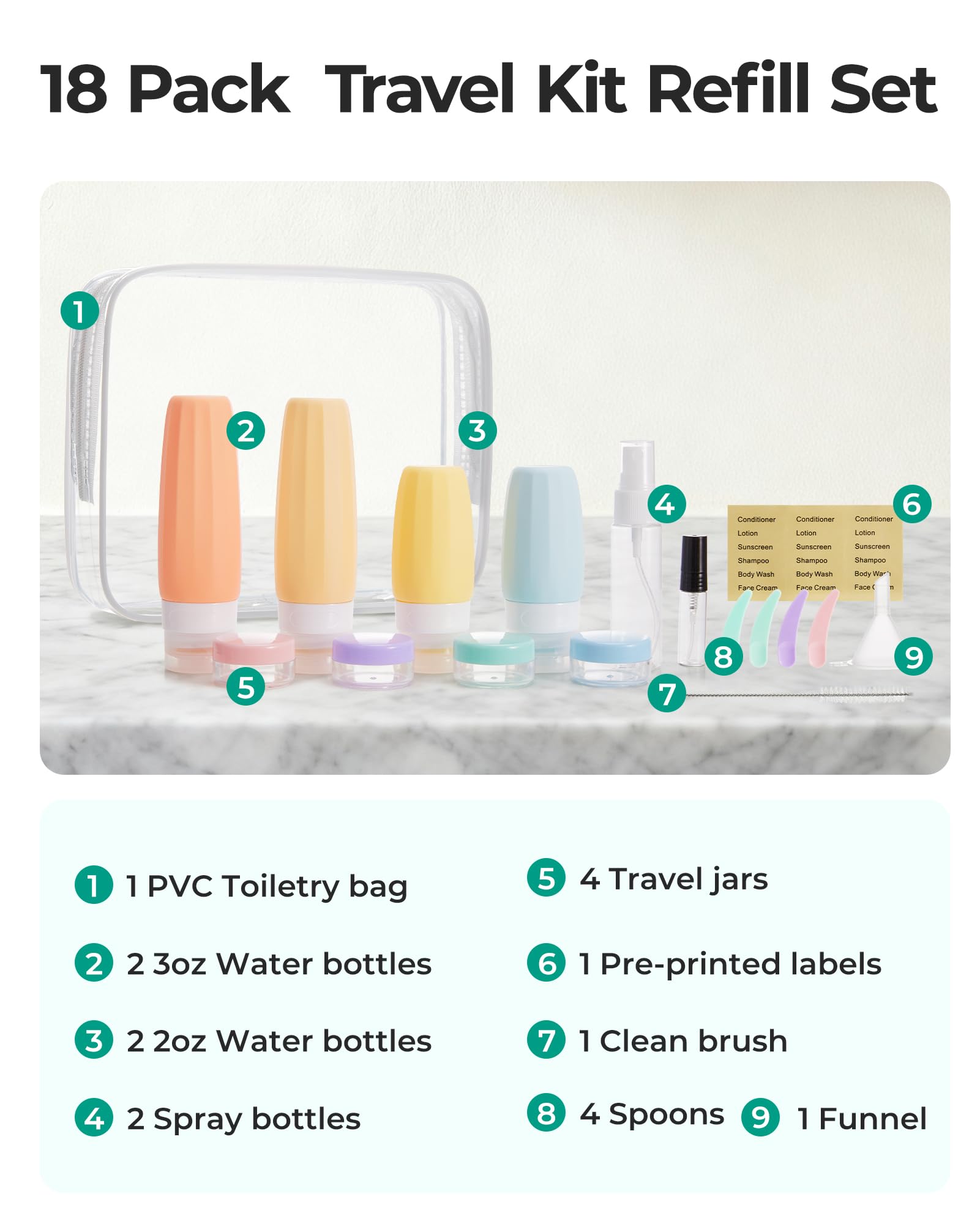BAGSMART leak-proof bottles design helps prevent spills