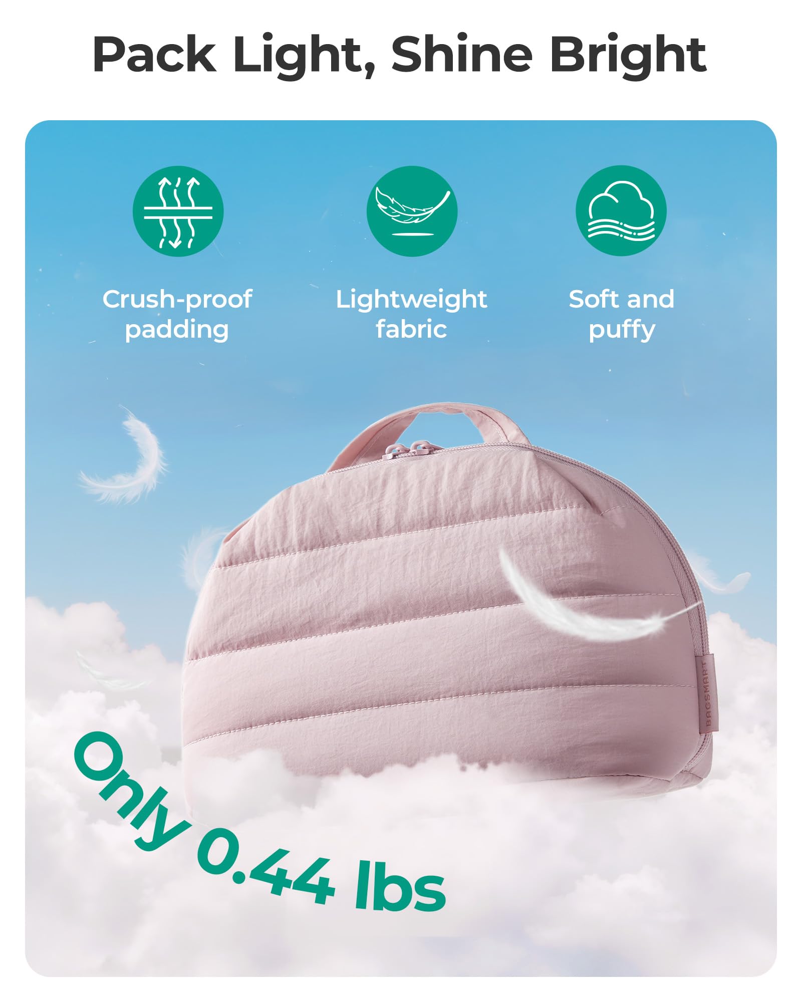 BAGSMART lightweight travel toiletry bag easily fits into a carry-on.
