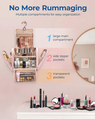 BAGSMART makeup bag demonstrates ample space for cosmetics and toiletries on the go.