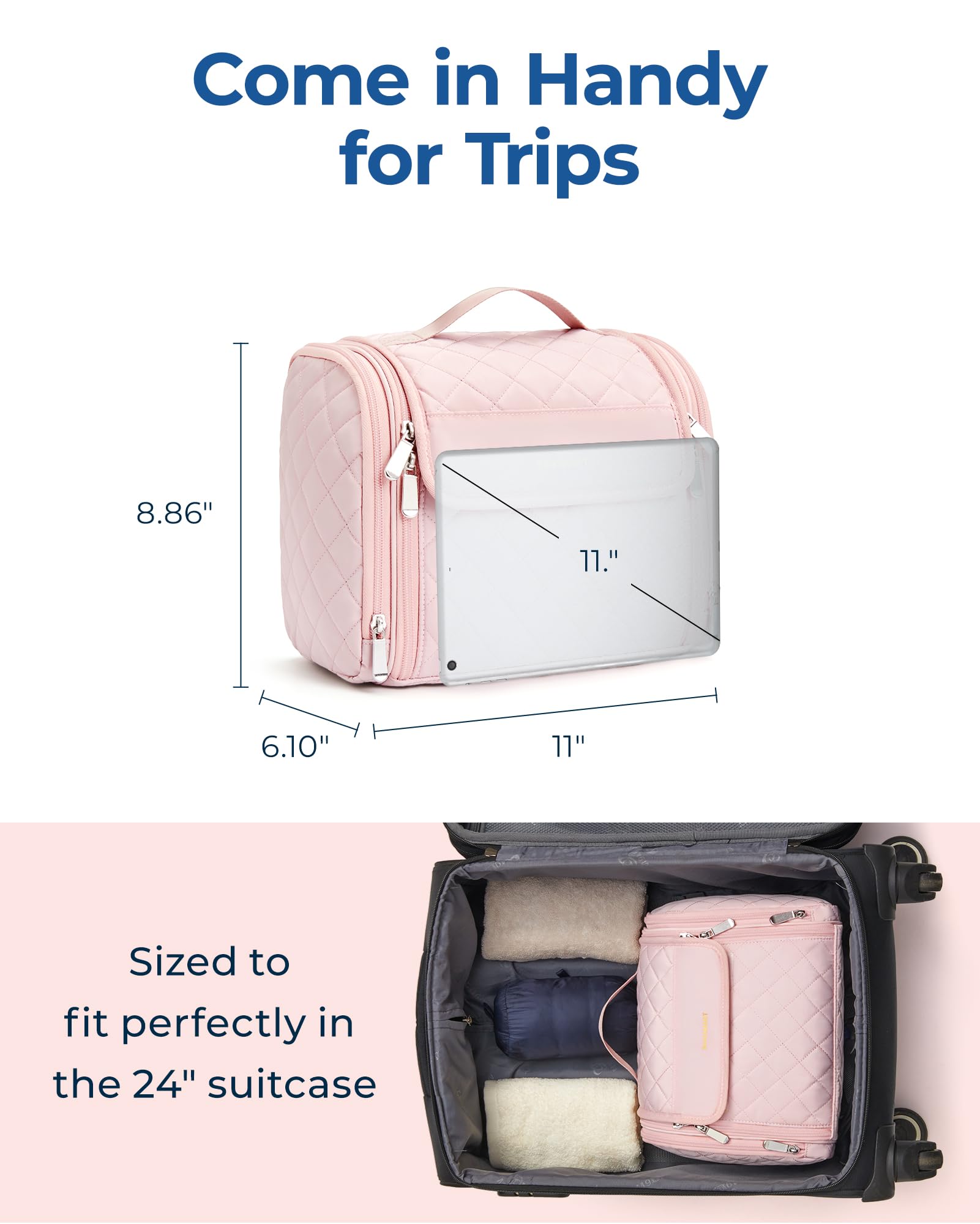 BAGSMART left side pocket lined for brushes and tools