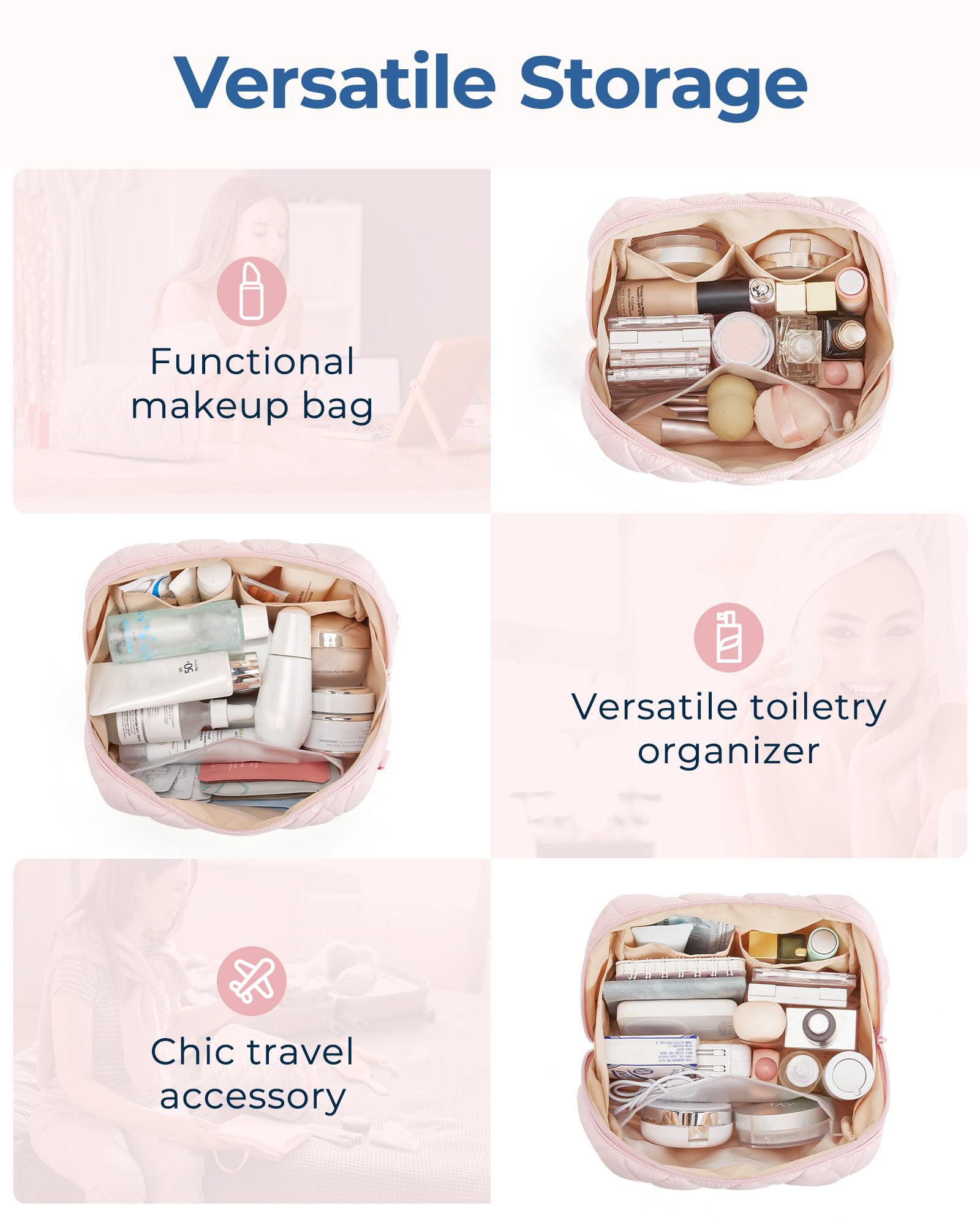 BAGSMART makeup bag is multi-functional for travel, purse, or tech gear