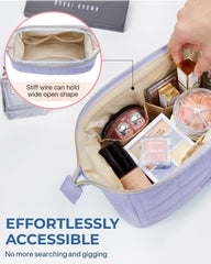 BAGSMART rectangular quilted makeup bag keeps essentials organized stylishly