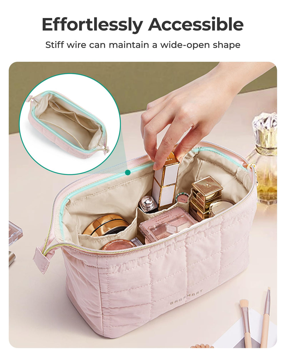 BAGSMART travel case roomy enough for makeup and toiletries essentials