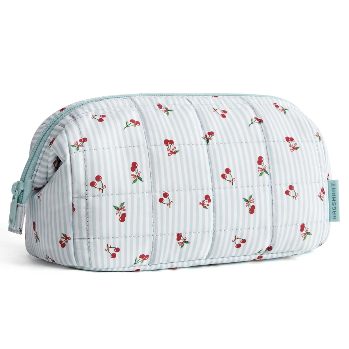 BAGSMART makeup bag wide opening for easy cosmetics access during travel.