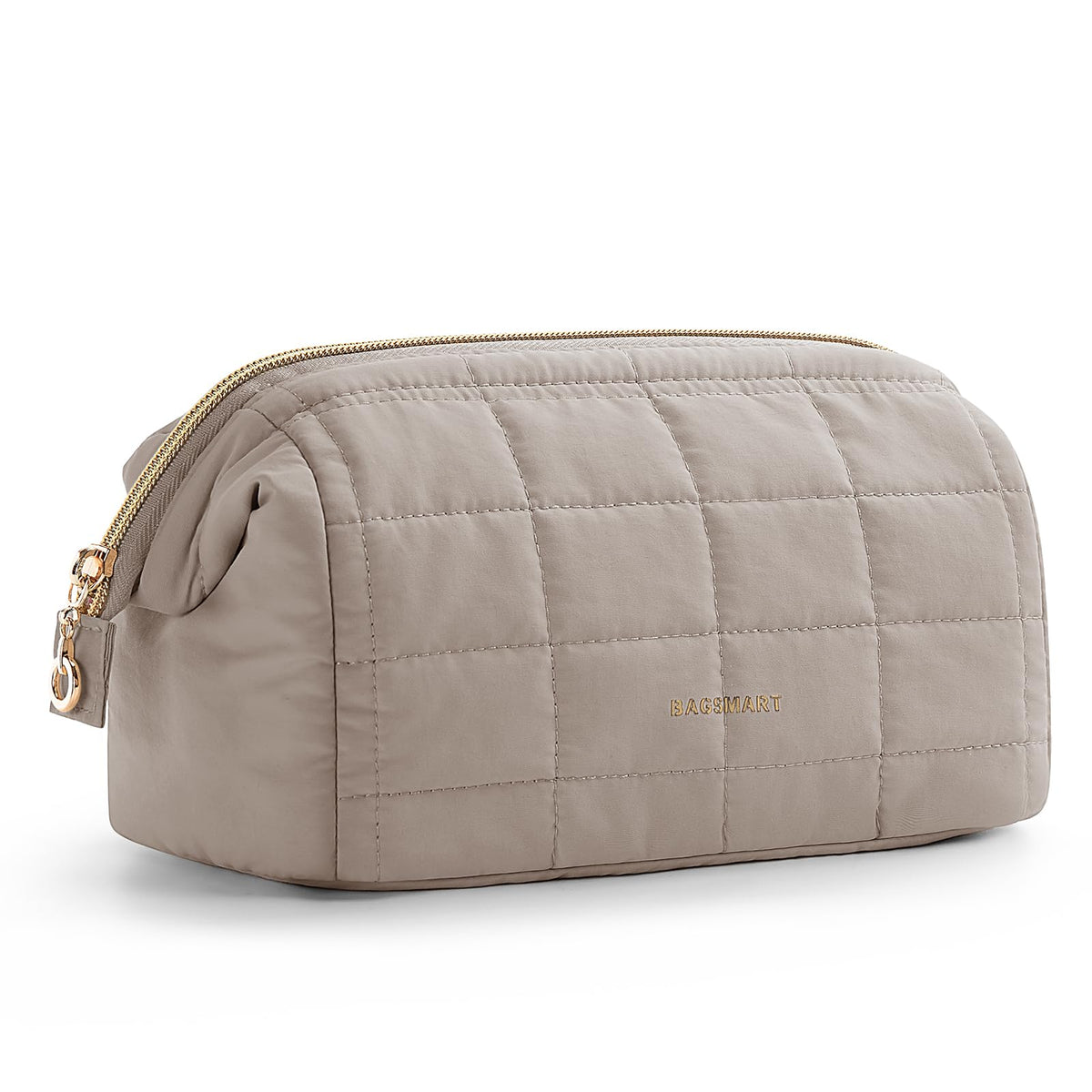 BAGSMART makeup bag wide opening for quick access to cosmetics.