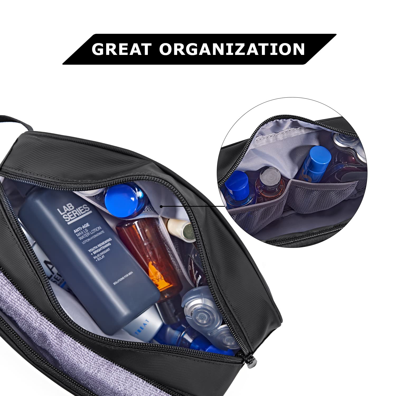 BAGSMART front waterproof pocket separates damp items during trips.