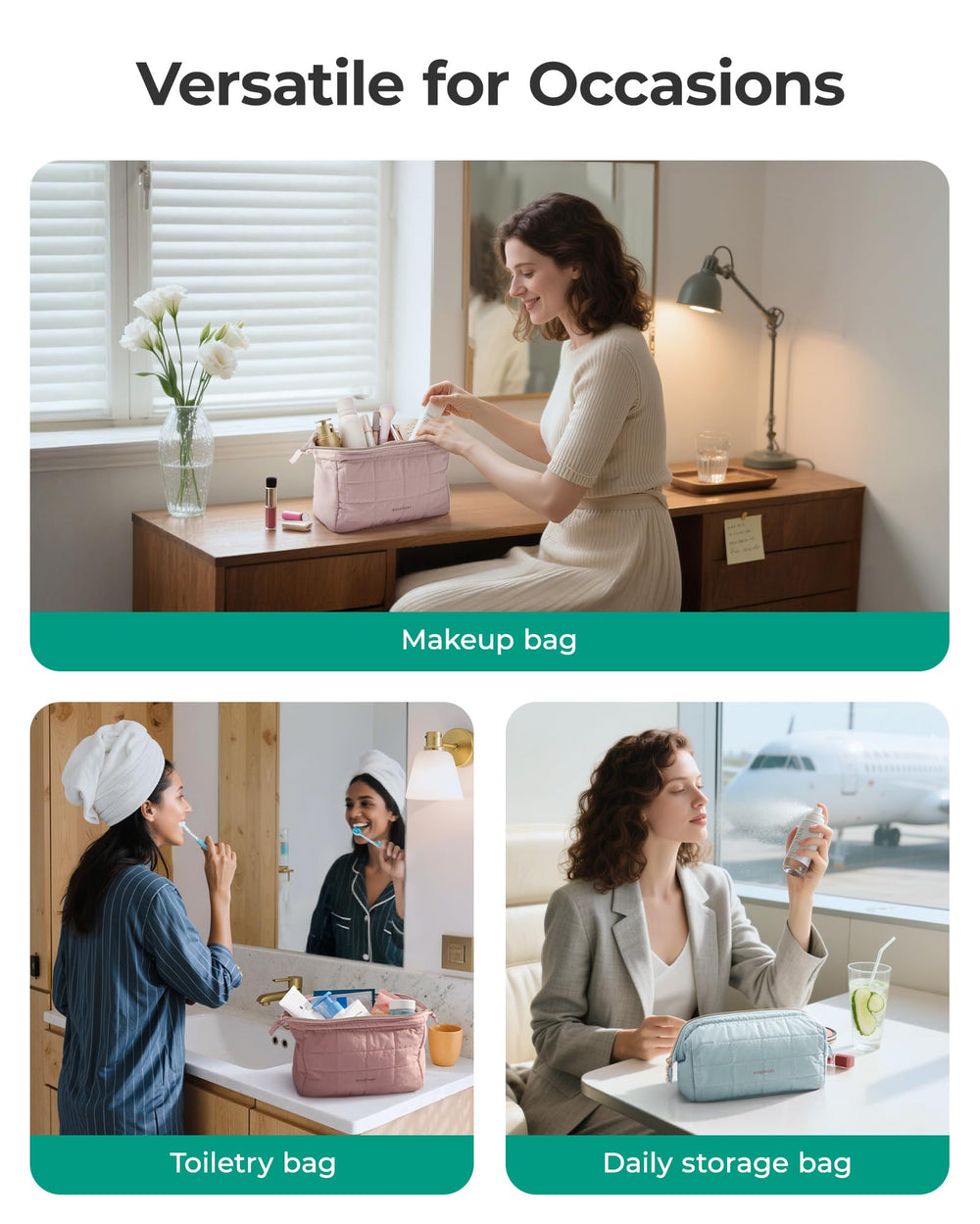BAGSMART multi-function makeup bag for travel, purse, or gifts.