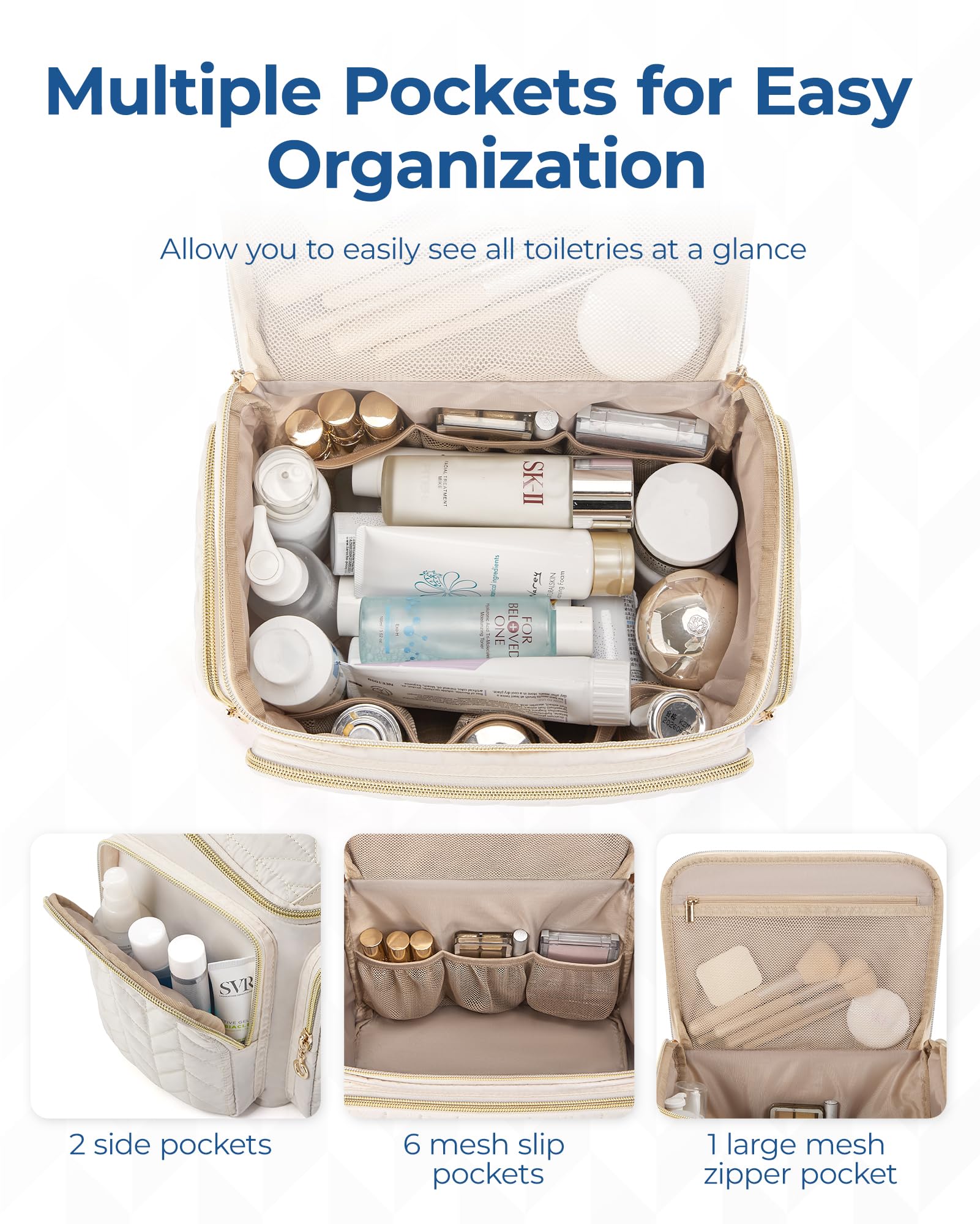 BAGSMART interior with six mesh pockets keeps items organized