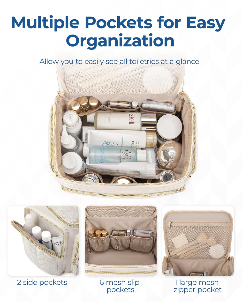 BAGSMART interior with six mesh pockets keeps items organized