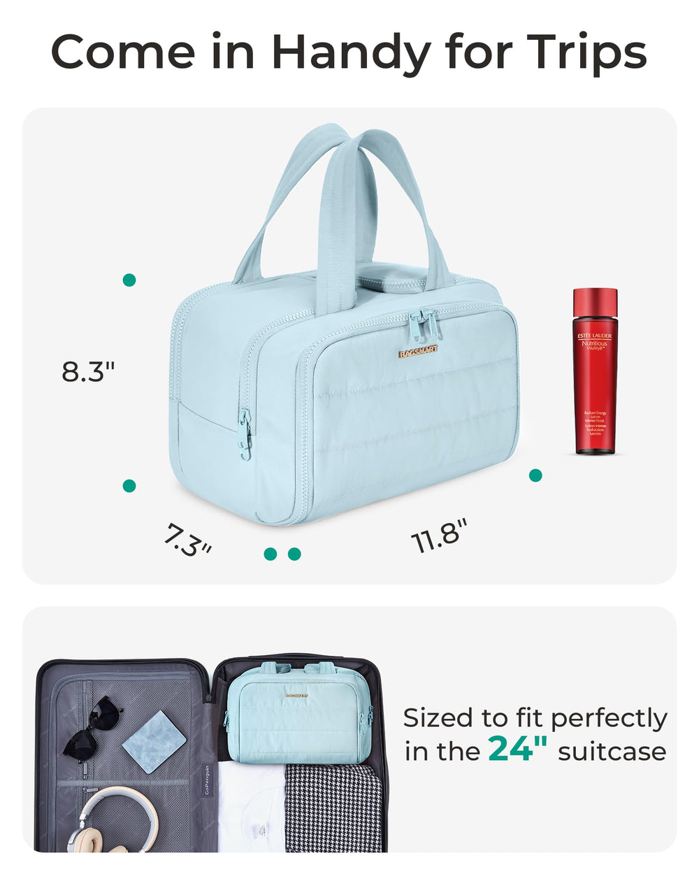 BAGSMART multipurpose bag works as makeup, shave kit, or toiletries.
