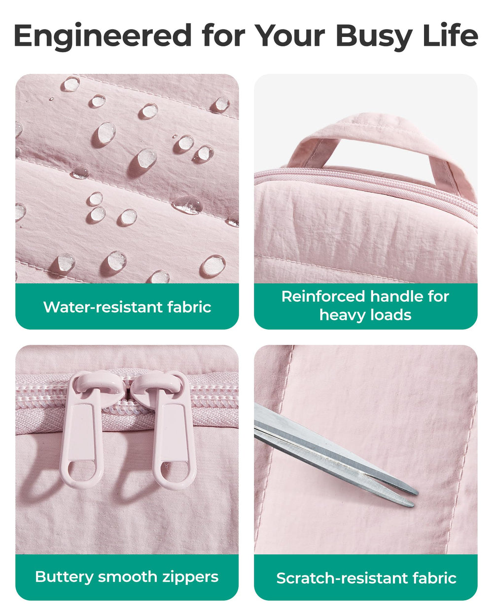 BAGSMART organization with mesh pockets and elastic loops for makeup tools.